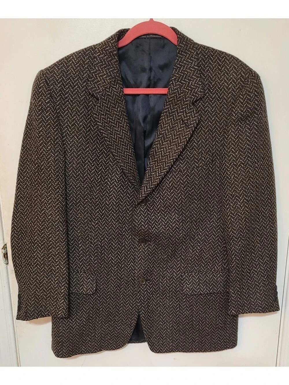 Vtg Ermenegildo Zegna Soft Blazer Size 40R Herringbone Wool Silk Single Breasted